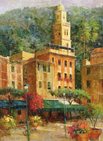 Seaside Port, Portofino, Italy 2000 - 46x36 Huge Original Painting - Scott Wallis