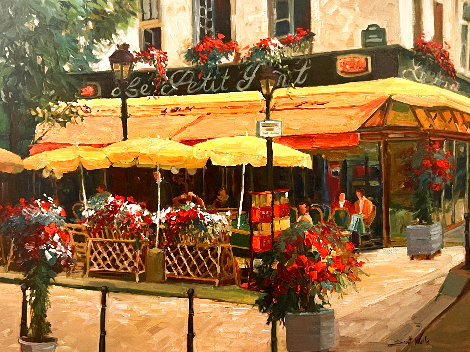 Untitled - Parisian Cafe - France 2000 40x50 - Huge Original Painting - Scott Wallis