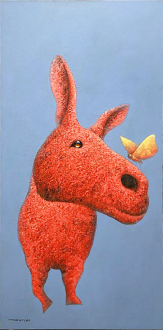 Donkey 51x27 - Huge Original Painting - Wang ZhiWu