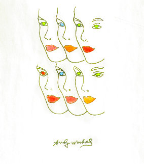 Womens' Faces Watercolor 1960 8x8 Watercolor - Andy Warhol Womens' Faces Watercolor 1960 8x8 Watercolor - Andy Warhol