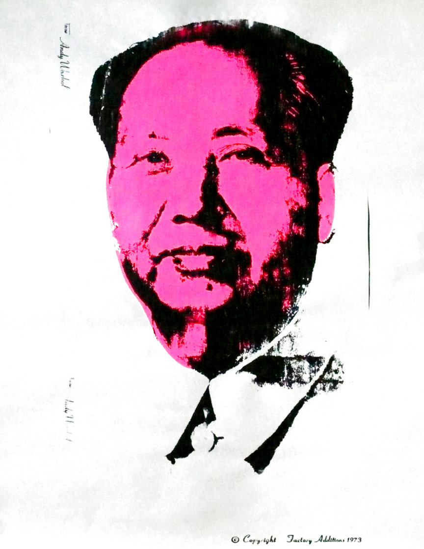 Mao - Factory Trial Proof Fluorescent Pink -  Unique 1973 Works on Paper (not prints) by Andy Warhol