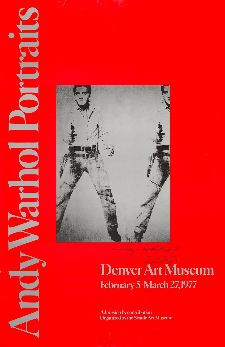 Double Elvis (Denver Art Museum Hand Signed Exhibition Poster) 1977 - Huge HS  Limited Edition Print by Andy Warhol