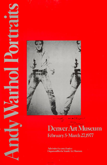 Double Elvis (Denver Art Museum Hand Signed Exhibition Poster) 1977 HS - Huge Limited Edition Print by Andy Warhol