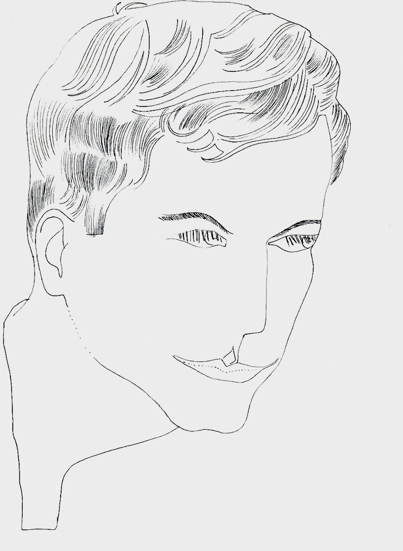 Portrait of a Young Man 1950 Drawing 17x14 Works on Paper (not prints) by Andy Warhol
