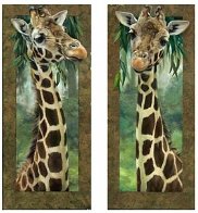 Curious Giraffe I And II   2005, Original Oils on Canvas, 46”x20” Original Painting by Val  Warner - 4