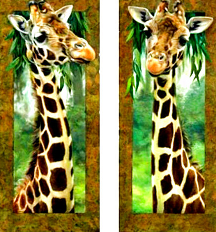 Curious Giraffe 1 and Curious Giraffe Set of 2 AP 2005 Embellished Limited Edition Print - Val Warner