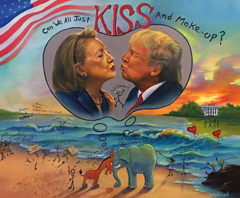 Kiss And Make Up 2016 35x40 - Huge Original Painting - Jim Warren