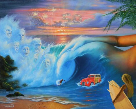 Beach Boys 50th Anniversary 2010  - Rare - Embellished Giclee on Canvas Limited Edition Print - Jim Warren