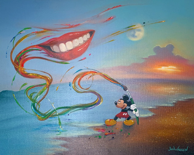 Mickey Paints a Smile 2009 20x24 Disney Original Painting by Jim Warren