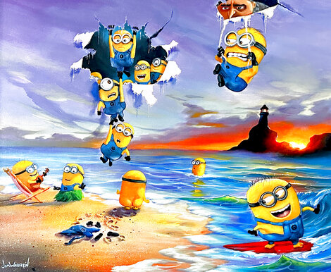 Minions Grand Entrance 2015 29x34 Oil on Canvas - Disney Original Painting - Jim Warren