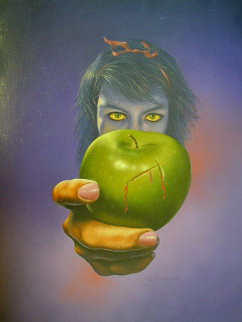 Green Apple 1980 23x17 Original Painting - Jim Warren
