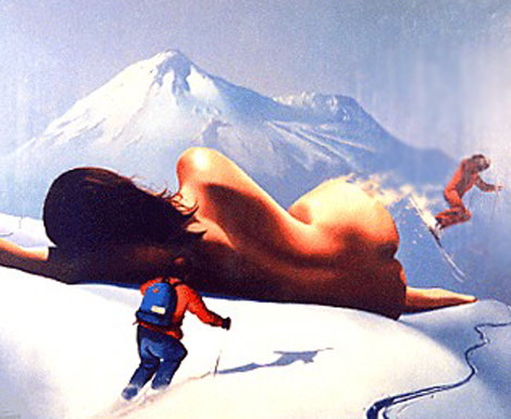 On  the Slopes 1986 25x31 Original Painting - Jim Warren