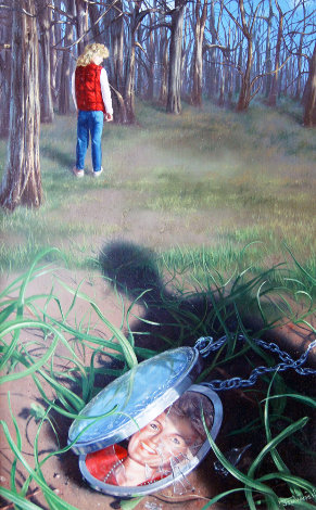 In the Woods 1988 22x16 Original Painting - Jim Warren