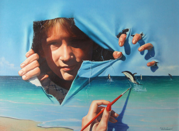 Break Through 1989 28x22 Original Painting by Jim Warren