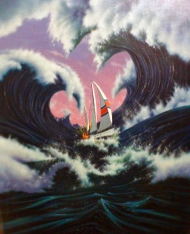 Sea Storm 1990 32x36 Original Painting - Jim Warren