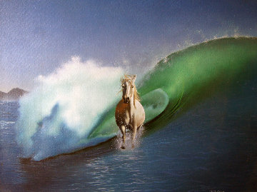 Sea Horse 1978 28x22 Original Painting - Jim Warren