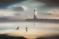 Lighthouse 1974 33x43 (Early) Huge Original Painting by Robert Watson - 0