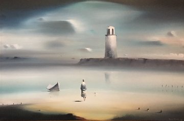 Lighthouse 1974 33x43 (Early) Original Painting - Robert Watson Lighthouse 1974 33x43 (Early) Original Painting - Robert Watson