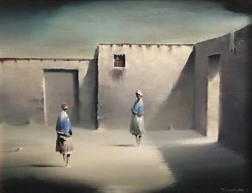 Two Figures 1974 18x21 Original Painting - Robert Watson Two Figures 1974 18x21 Original Painting - Robert Watson
