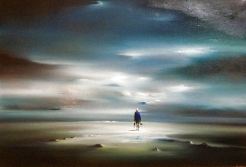 Morning Fisherman 27x35 Original Painting - Robert Watson Morning Fisherman 27x35 Original Painting - Robert Watson
