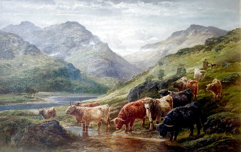 Untitled Pastoral Scene 30x40 - Huge - Scotland Original Painting - Robert Watson