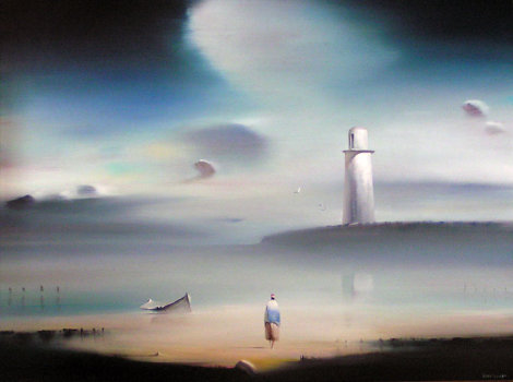 Lighthouse 1984 18x24 Original Painting - Robert Watson