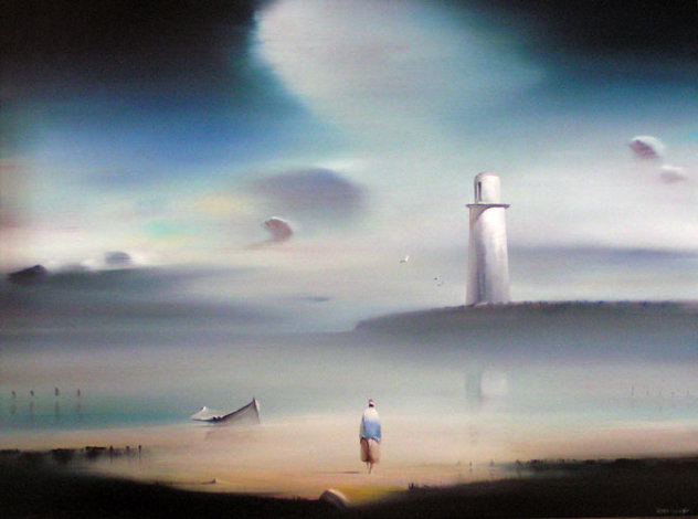 Lighthouse 1984 18x24 Original Painting by Robert Watson