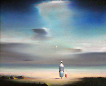 Untitled (II) Solitary Figure 11x13 Original Painting - Robert Watson Untitled (II) Solitary Figure 11x13 Original Painting - Robert Watson