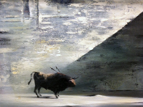 Bull 1954 24x20 Original Painting - Robert Watson