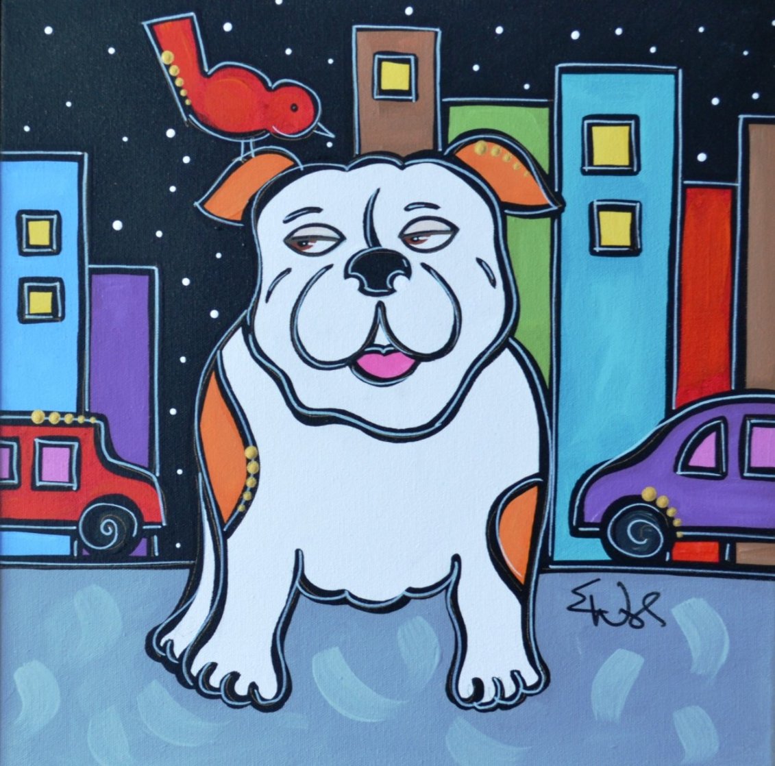 Red Bird Bulldog 2009 23x23 Original Painting by Eric Waugh Red Bird Bulldog 2009 23x23 Original Painting by Eric Waugh