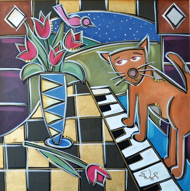 In Tunes Tulips 2009 31x31 Original Painting by Eric Waugh
