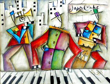Jazz Cafe 2004 42x54 - Huge Original Painting - Eric Waugh