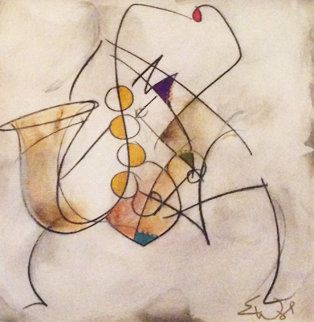 Untitled (Saxophonist) From the Musicians Series 2003 26x26 Original Painting - Eric Waugh Untitled (Saxophonist) From the Musicians Series 2003 26x26 Original Painting - Eric Waugh