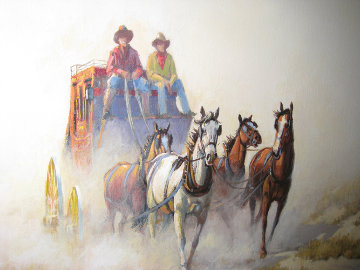 Untitled (Stage Coach) 1986 20x24 Original Painting - Wayne Cooper Untitled (Stage Coach) 1986 20x24 Original Painting - Wayne Cooper