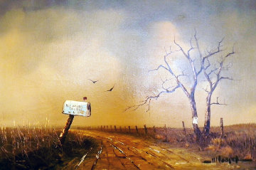 Country Road with Mailbox 1969 36x24 Original Painting - Wayne Cooper