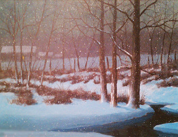 Midnight Snow 1984 27x33 Original Painting - Wayne Cooper Midnight Snow 1984 27x33 Original Painting - Wayne Cooper