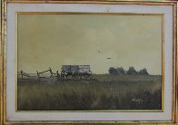 Untitled (Wagon With Fence) 1960 32x44 Super Huge Original Painting by Wayne Cooper - 1 Untitled (Wagon With Fence) 1960 32x44 Super Huge Original Painting by Wayne Cooper - 1