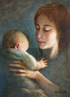 Mother and Child 1963 22x18 Original Painting - Wade Reynolds