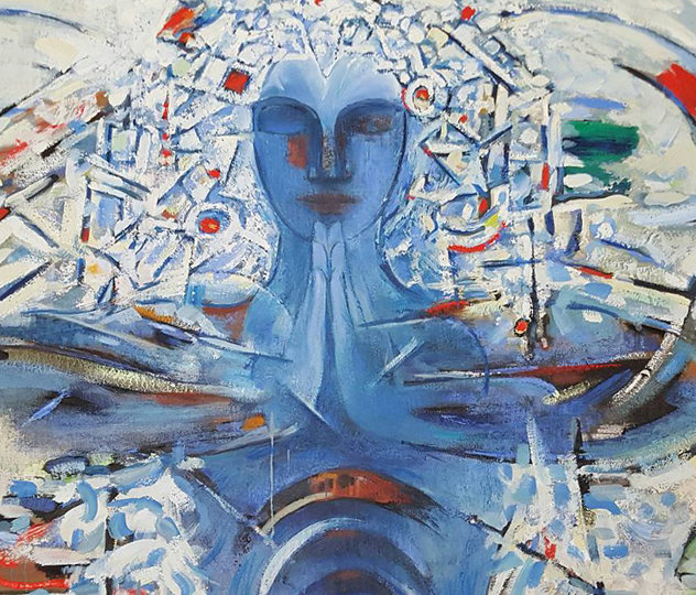Blue Woman 1990 72x48 Original Painting by Roberta Weir