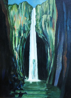 Woman in a Waterfall 2002 24x30 Original Painting - Roberta Weir