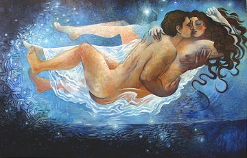 Dreamers 1995 48x72 Super Huge Original Painting - Roberta Weir Dreamers 1995 48x72 Super Huge Original Painting - Roberta Weir