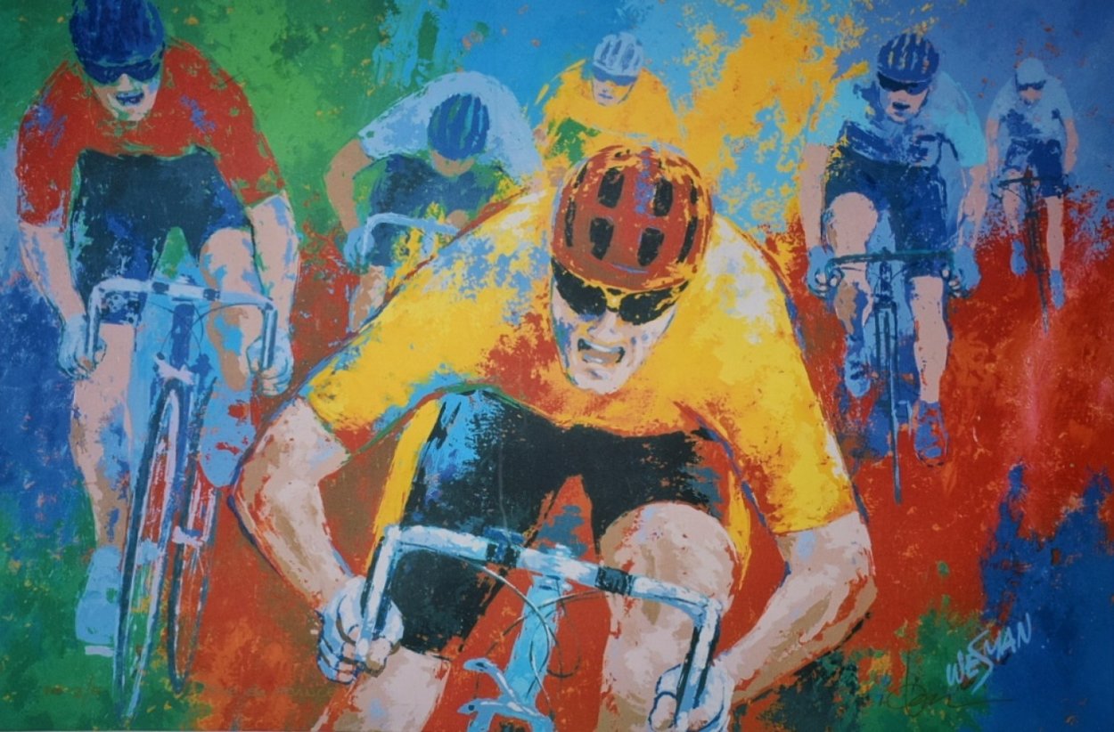 A Tour De France 50x65 Huge Original Painting by Ken Wesman