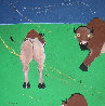 Buffaloes 1981 60x60 Huge Original Painting by Randy Lee White - 0