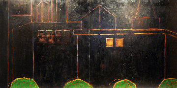 Cityscape 1992 48 X 48 Each Diptych 48x96 Overall Super Huge Original Painting - Randy Lee White Cityscape 1992 48 X 48 Each Diptych 48x96 Overall Super Huge Original Painting - Randy Lee White