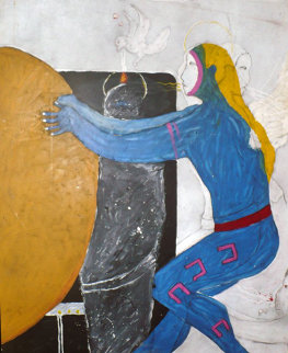 Roll Away the Stone 1985 40x32 Super Huge Original Painting - Randy Lee White Roll Away the Stone 1985 40x32 Super Huge Original Painting - Randy Lee White