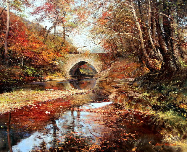 Arched Bridge 1975 30x26 Original Painting by Albert Whitlock