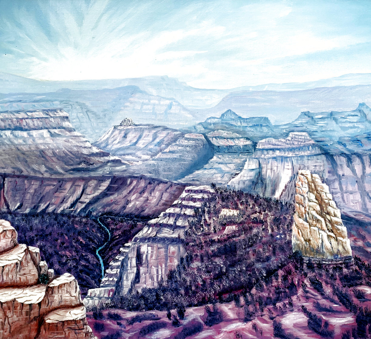 Mount Hayden From the Point Imperial North Rim of the Grand Canyon 1986 25x31 Original Painting by Armin Widmer