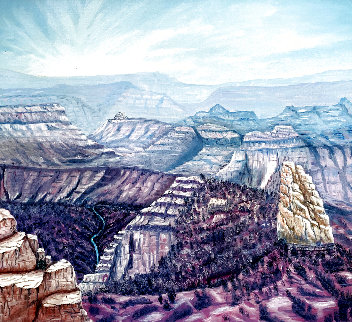 Mount Hayden From the Point Imperial North Rim of the Grand Canyon 1986 25x31 Arizona Original Painting - Armin Widmer