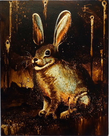Der Blue Hare Oil 2010 40x30 Original Painting - Edward Walton Wilcox
