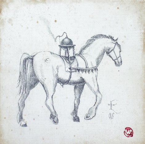 War Horse 2008 10x10 Drawing - Edward Walton Wilcox